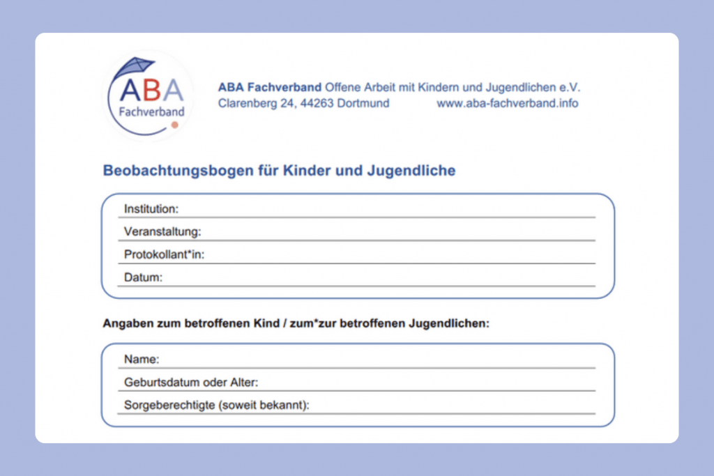 Beobachtungsbogen für die Offene Kinder- und Jugendarbeit